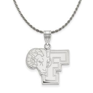 Sterling Silver Fordham U Large Logo Necklace - 24 Inch